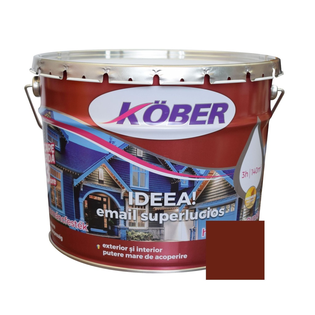 Vopsea alchidica pentru lemn / metal, Kober Ideea, interior / exterior, maro roscat, 10 L
