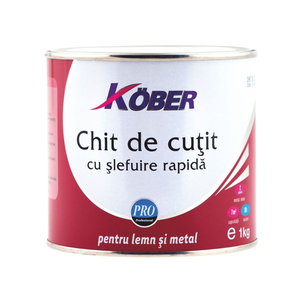 Chit de cutit cu slefuire rapida pentru lemn si metal, Kober, interior / exterior, alb, 1 kg