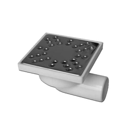 Minisifon pardoseala PP 1out D.32 orizontal rama 100x100 H=69 gratar inox Valrom