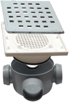Sifon Pardoseala Patrat cu Inaltator SL 3 Intrari SP-H80-340L50-1 / Hmin-max[mm]: 95/125; Dev[mm]: 50; Di[mm]: 40 Evosanitary