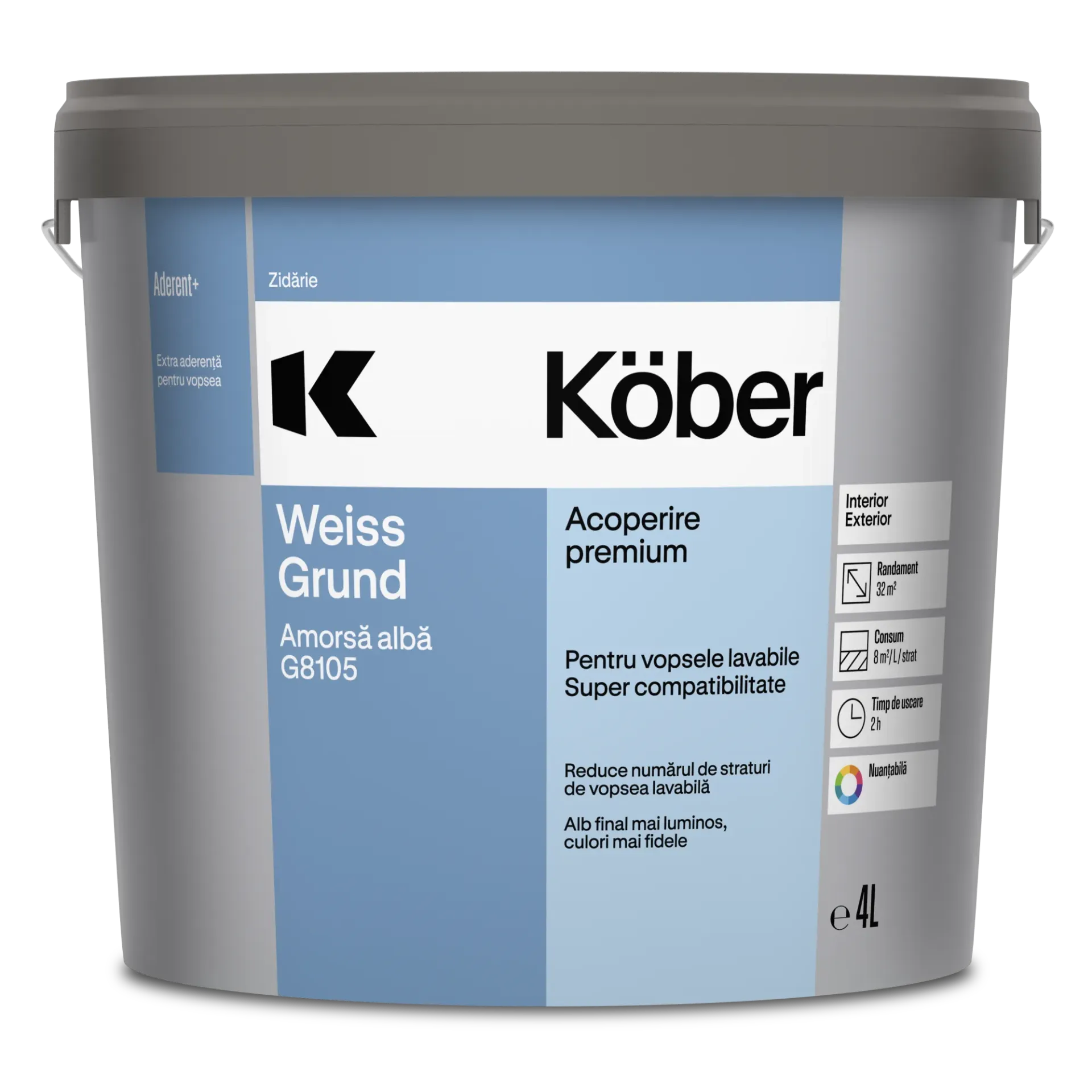 Amorsa perete Putzgrund Weiss G8105, interior/exterior, 4l Kober