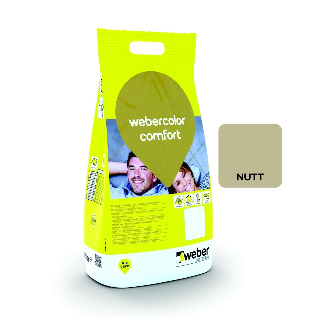 Webercolor comfort NUTT - Chit flexibil pentru rosturi de 1 - 6 mm, clasa CG2 A W, sac PE 2 kg