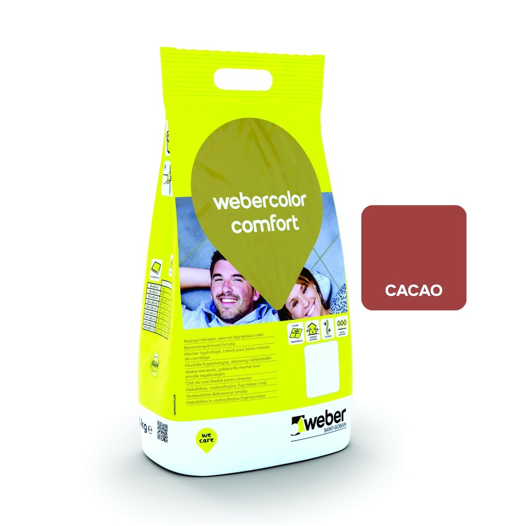 Chit flexibil pentru rosturi de 1-6mm Color Comfort Cacao, clasa CG2 A W, sac PE 2kg Weber