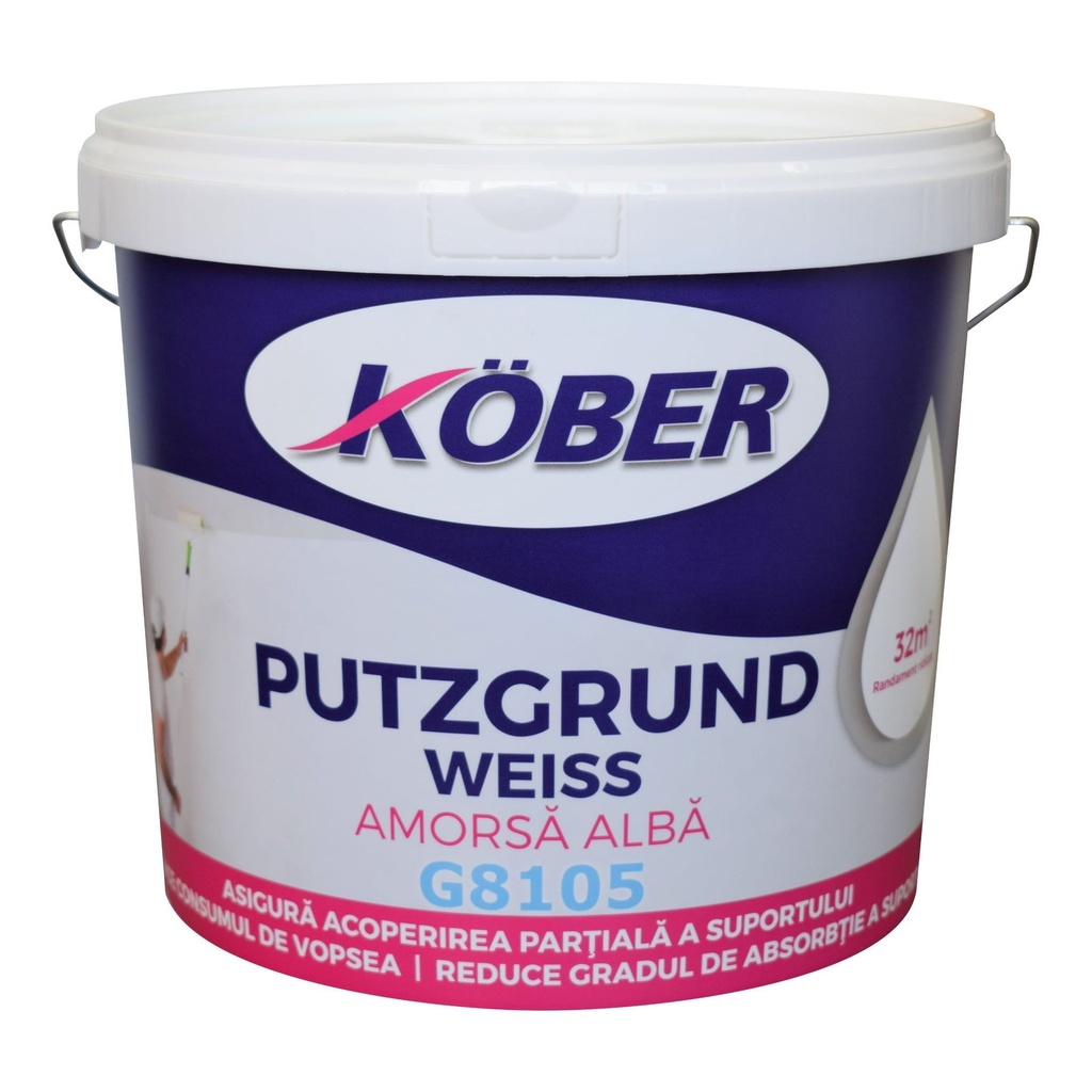 Amorsa perete Putzgrund Weiss G8105, interior/exterior, 15l Kober