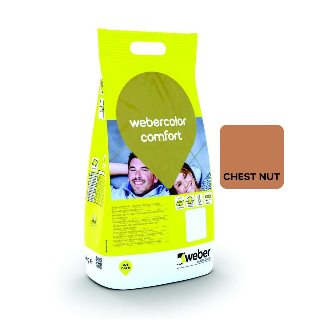 Chit flexibil pentru rosturi de 1-6mm Color Comfort Chestnut, clasa CG2 A W, sac PE 2kg Weber
