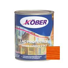 Lac-lazura subtire 2 in 1 pentru lemn, Kober, cires, interior-exterior, 0.75 L