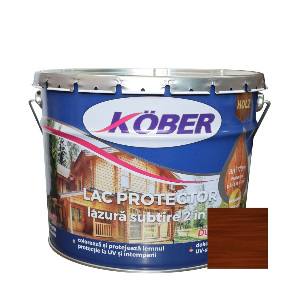Lac/lazura subtire 2 in 1 pentru lemn, palisandru, interior/exterior, 10l Kober