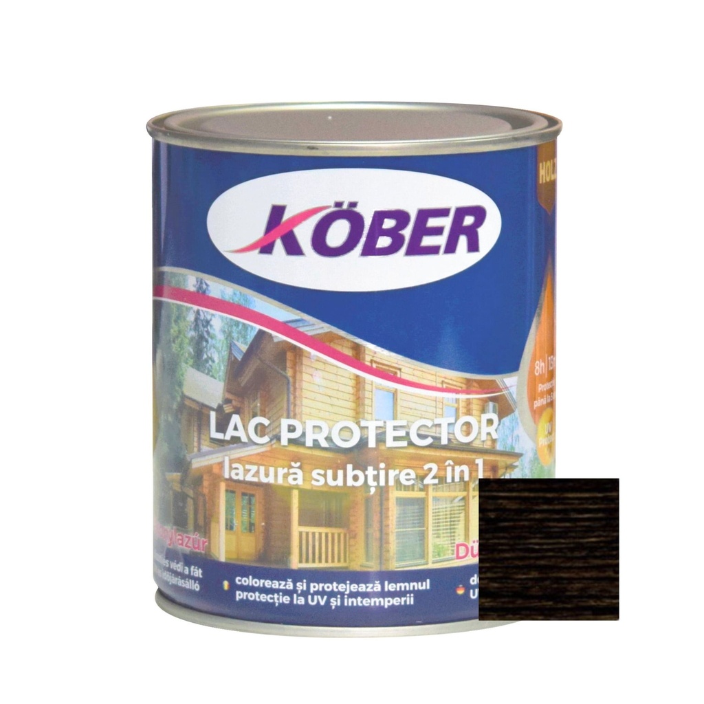 [ig5198-c0.75l] Lac-lazura subtire 2 in 1 pentru lemn, Kober, wenge, interior-exterior, 0.75 L