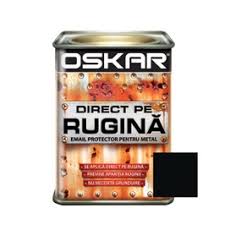[10043] Vopsea alchidica direct pe rugina, interior / exterior, negru mat - fier forjat, 0.5l Oskar