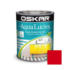 [2275] Vopsea pentru lemn / metal, Aqua Lucios, interior / exterior, pe baza de apa, rosu spirit, 0.6l Oskar