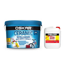 [1650] Vopsea ultralavabila, interior / exterior, Ceramic satinat, alba, 15 L + amorsa Zero Mucegai, 4l Oskar