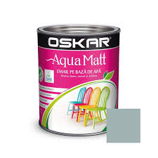 [9894] Vopsea pentru lemn / metal, Oskar Aqua Matt, interior / exterior, pe baza de apa, gri creativ, 0.6 L