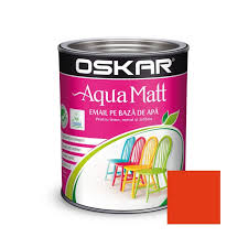 [9931] Vopsea pentru lemn / metal, Oskar Aqua Matt, interior / exterior, pe baza de apa, portocaliu / orange glamour, 0.6 L