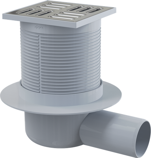 [apv1] Sifon pardoseală 105×105/50 mm ieşire laterală, grătar din oţel inoxidabil, sistem de reţinere a mirosurilor umed Alca Plast