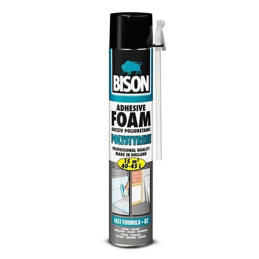 [451015] Spumă poliuretanică pentru polistiren BISON, cu aplicator, 750ml