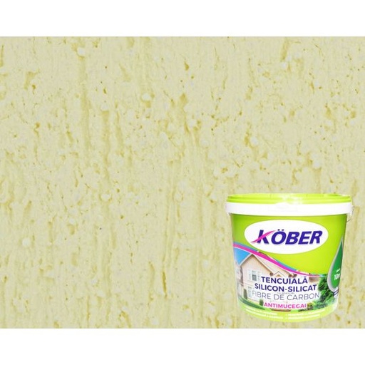 [KTE832015V043-P25] Tencuiala decorativa cu fibra carbon Kober Profesional, 1.5 mm, structurata, aspect scoarta de copac, vanilie, interior / exterior, 25 kg