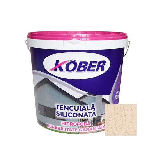 [KTE8330C029-P25] Tencuiala decorativa siliconata Kober Profesional, 1.5 mm, structurata, aspect scoarta de copac, cappuccino, interior / exterior, 25 kg