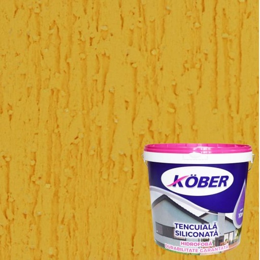 [KTE8330M033-P25] Tencuiala decorativa siliconata Kober Profesional, 1.5 mm, structurata, aspect scoarta de copac, miere, interior / exterior, 25 kg