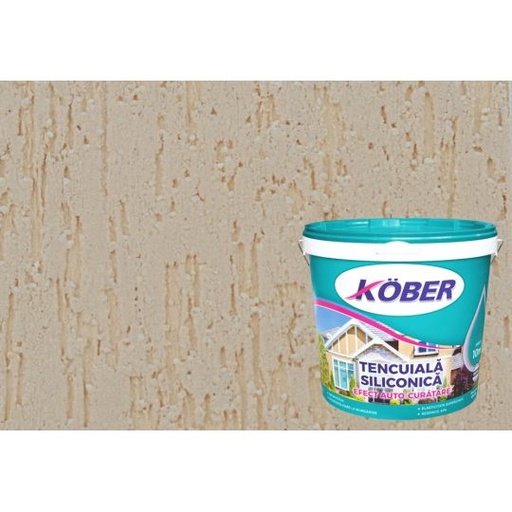 [KTE732015V050-P25] Tencuiala decorativa siliconica Kober Professional, 1.5 mm, structurata, aspect scoarta de copac, Viena interior / exterior, 25 kg
