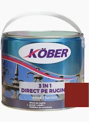[e813005l-c2.5l] Vopsea alchidica pentru metal Kober 3 in 1, interior / exterior, rosu vin, 2.5 L