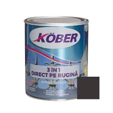 [e817024l-0.75l ] Vopsea alchidica pentru metal Kober 3 in 1, interior / exterior, gri grafit, 0.75 L