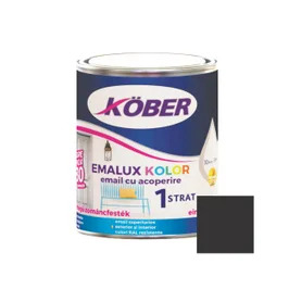 [e549005-c0.75l] Vopsea alchidica pentru lemn / metal, Kober Emalux Kolor, interior / exterior, neagra, 0.75 L