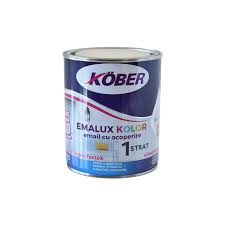 [e545010-c0.75l] Vopsea alchidica pentru lemn / metal, Kober Emalux Kolor, interior / exterior, albastru gentiana 0.75 L