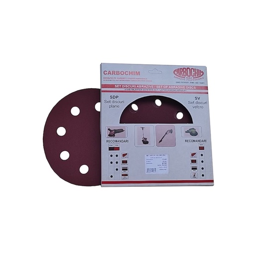 [sv20872] Set 5 bucati discuri velcro, SV230x8 HENR granulatie 150 suport hartie pentru slefuire, finisare lemn si metal in mediu uscat Carbochim