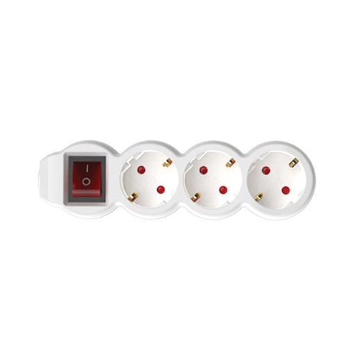 [NV 3K/WH/1,5] Prelungitor 3 prize, intrerupator, 3x1.5mm2, 1.5 m, alb Somogyi