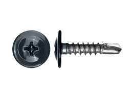 [4216gri] Șurub autoforant cu cap plat + saiba 4.2x16 gri RAL7016 ph2