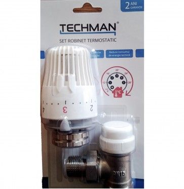 [15688] Set robinet radiator cu cap termostatic 1/2 si retur 1/2 Techman
