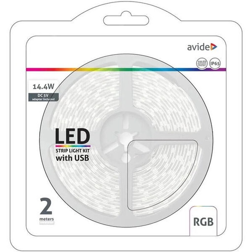 [ABLSBL5V5050-30RGB65] Banda LED 5V 7.2W SMD5050 30LED RGB IP65 2m Avide