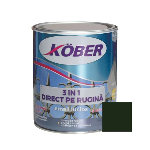 [e816020l-c0.75l] Vopsea alchidica pentru metal Kober 3 in 1, interior / exterior, verde crom, 0.75 L