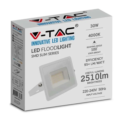 [SKU-215957] Reflector led  SMD 30W 6400K IP65 - alb V-tac
