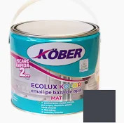 [v827016mpp1-c2.5l] Vopsea pentru lemn / metal, Kober Ecolux Kolor, interior / exterior, pe baza de apa, mat, gri antracit, 2.5 L+v827016m-c0.6l