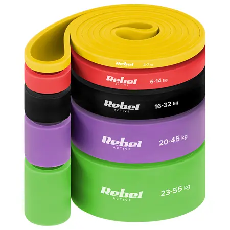 [RBA-3001-S5] Set 5 benzi elastice tpe power band 4-55kg Rebel active