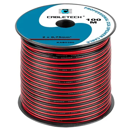 [KAB0390] Cablu difuzor CCA 2x0.75mm rosu/negru 100m *pret pe metru liniar