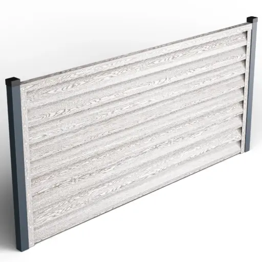 [Atlas Stejar Alb] Panou gard tip jaluzea Atlas, tabla prevopsita otel zincat, stejar alb, imitatie lemn - fata / spate, 2000x2045 x0.5mm Tps