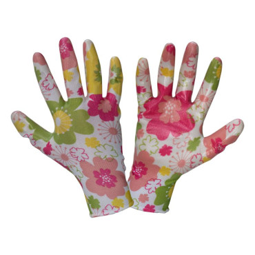 [l221707k] Manusa nitril cu model floral roz - 7 Lahti Pro