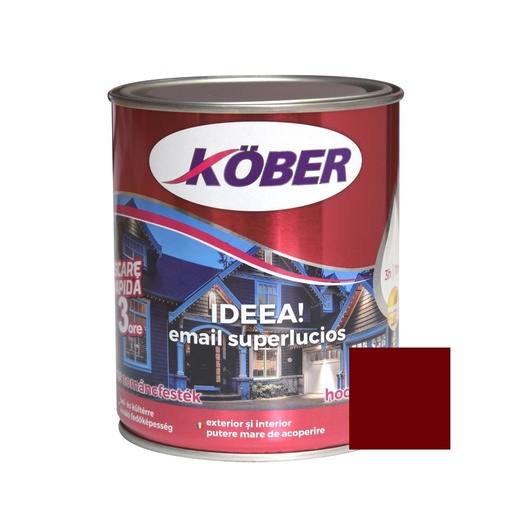 [e513005-c0.75l] Vopsea alchidica pentru lemn / metal, Kober Ideea, interior / exterior, rosu vin, 0.75 L