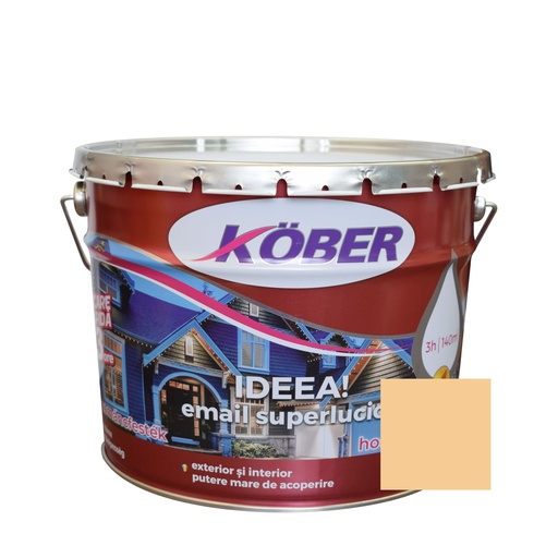 [e51420-B10l] Vopsea alchidica pentru lemn / metal, Kober Ideea, interior / exterior, bej, 10 L
