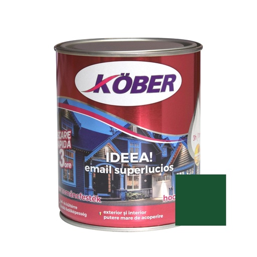 [e51550-c0.75l] Vopsea alchidica pentru lemn / metal, Kober Ideea, interior / exterior, verde mediu, 0.75 L