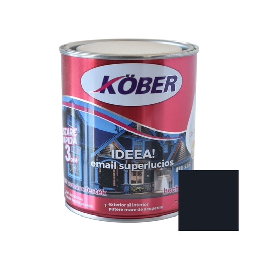 [e517016-c0.75l] Vopsea alchidica pentru lemn / metal, Kober Ideea, interior / exterior, gri antracit, 0.75 L
