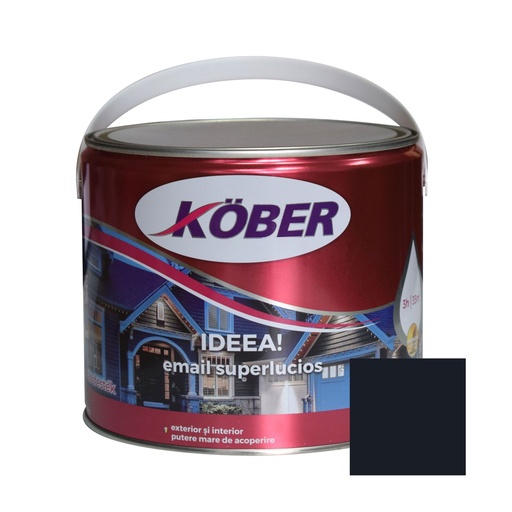 [e517016-c2.5l] Vopsea alchidica pentru lemn / metal, Kober Ideea, interior / exterior, gri antracit, 2.5 L