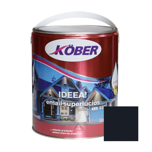 [e517016-c4l] Vopsea alchidica pentru lemn / metal, Kober Ideea, interior / exterior, gri antracit, 4 L