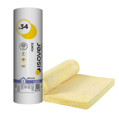 [2021] Vata Isover FORTE 10/5 GW, Λd=0,034 W/(m·K), 2x4500x1200x50 mm, Rolă 2 saltele=10.8 m2, MPS 24 role