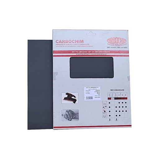 [AF800] Abrazivi foi 230x280hidro# granulatie800 10foi/set suport hartie pentru slefuire, finisare metale in mediu uscat si umed *pret pe foaie Carbochim