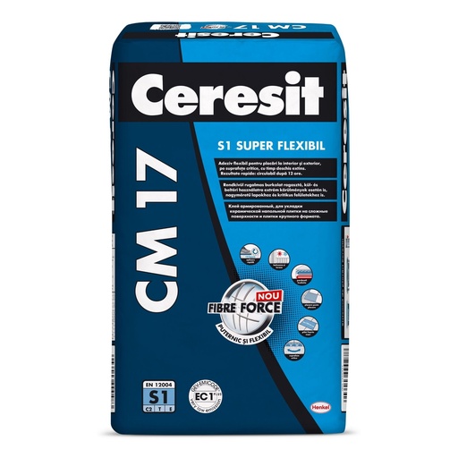 [3787] CM17 adeziv super-flexibil pentru gresie si faianta interior/exterior, gri, 25 kg 48saci/pal Ceresit