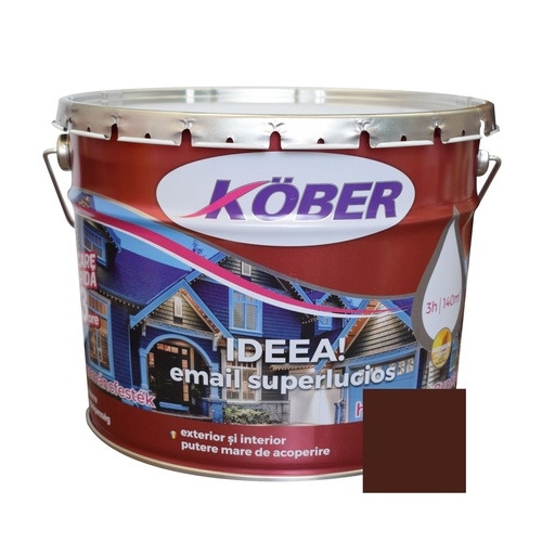 [e518002-B10l] Vopsea alchidica pentru lemn / metal, Kober Ideea, interior / exterior, maro deschis, 10 L