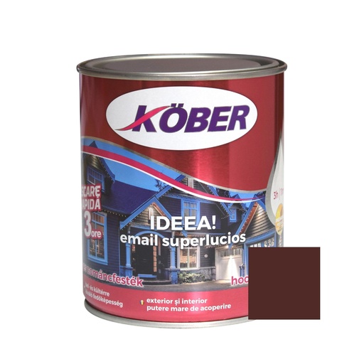 [e518017-c0.75l] Vopsea alchidica pentru lemn / metal, Kober Ideea, interior / exterior, brun RAL 8017, 0.75 L